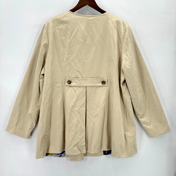 Joan Rivers Jacket Coat Womes Buttons Down Lined Pleated Back Pockets Beige XL - Picture 2 of 14